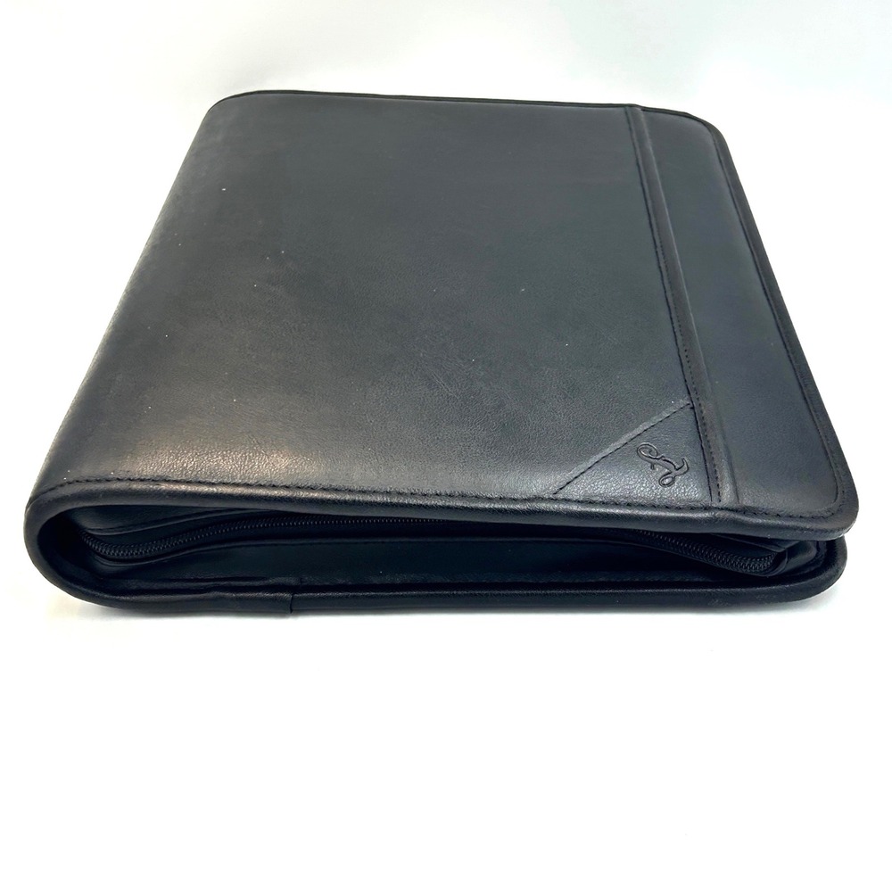 Samsill Black Faux Leather 3-Ring Zippered Portfolio Binder Planner Organizer L